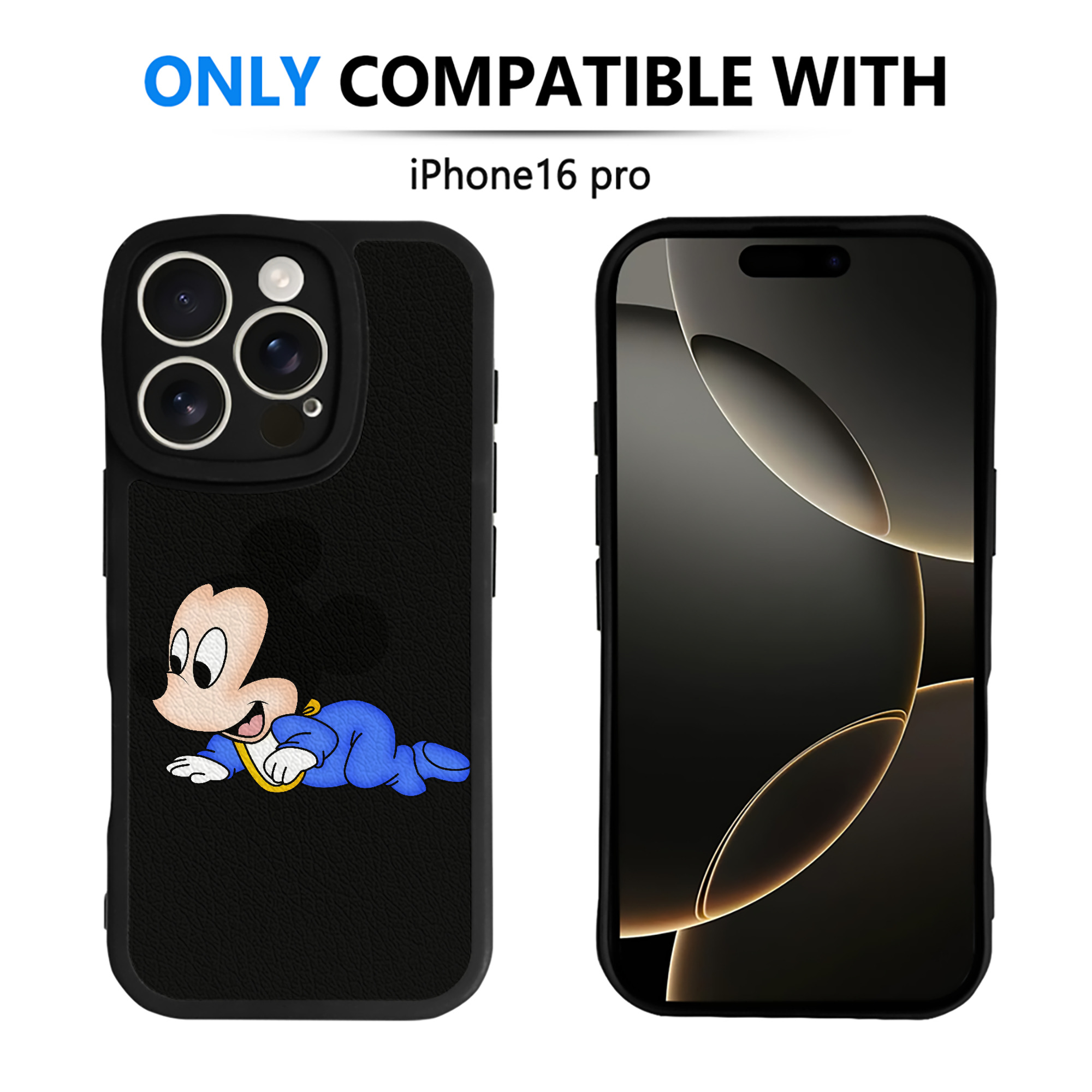 （画像用） ミッキーマウス Mickey Mouse 【iPhone 16シリーズ対応】シリコンスマホケース（レザー調） 材質：シリコン